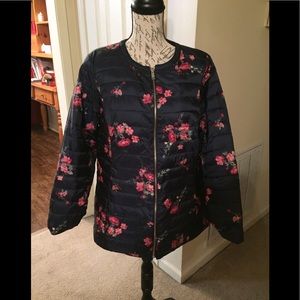 NEW wtags-Charter Club REVERSIBLE Navy/Floral Coat